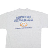 JERZEES Mens Grey L Graphic T-Shirt Short Sleeve Crew Neck Construction Print