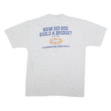 JERZEES Mens Grey L Graphic T-Shirt Short Sleeve Crew Neck Construction Print