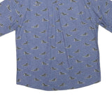 WOOLRICH Mens Blue Shirt M Cotton Blend Dog Print Casual Summer Button Shirt