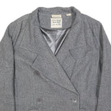 DKNY Womens Grey Wool Blend Double Breasted Jacket L Woven Button Closure