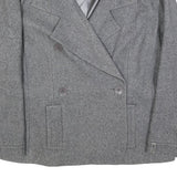 DKNY Womens Grey Wool Blend Double Breasted Jacket L Woven Button Closure