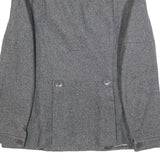 DKNY Womens Grey Wool Blend Double Breasted Jacket L Woven Button Closure