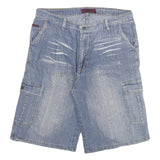 Mens Cotton Blend Blue Casual Cargo Shorts XL W32 Pocket Design Comfortable Fit