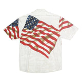 COTTON TRADERS Mens White & Red Flag Print Shirt M Unique Bold Design