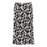 Vintage Studio Gianfranco Ferre Maxi Skirt - Medium Black & White Viscose