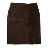 Vintage Per Chi Midi Skirt - 29W UK 10 Brown Suede