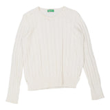 Vintage white Benetton Jumper - womens medium