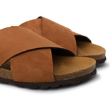 Alacant Vegan Suede Slide Cork Sandal - Caramel Brown