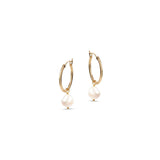 Venus Gold Hoop Earrings With White Pearl Charm