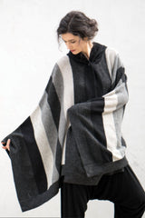 Anita Hooded Alpaca Striped Poncho