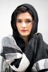 Anita Hooded Alpaca Striped Poncho