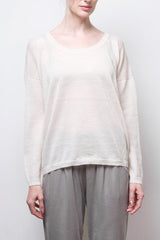 Kory Cash-Llama-Silk Sheer Pullover — Cream