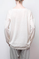 Kory Cash-Llama-Silk Sheer Pullover — Cream
