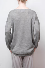 Kory Cash-Llama-Silk Sheer Pullover — Grey