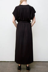 Belted Long Dress - Organic Cotton - Black
