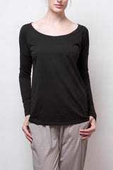 Organic Pima Cotton Long-Sleeve Tee - Black