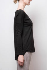 Organic Pima Cotton Long-Sleeve Tee - Black