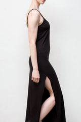 long spaghetti dress - black
