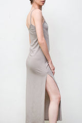 Long Spaghetti-Strap Dress - Organic Cotton - Grey