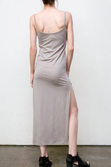 Long Spaghetti-Strap Dress - Organic Cotton - Grey