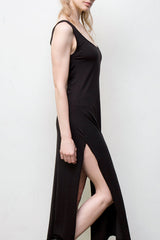 Long Tank Dress - Organic Cotton - Black