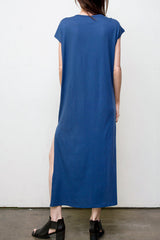 Maxi V Neck Dress - Organic Cotton - Blue