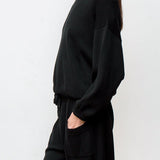 Mimi Hand-Loomed Pima Cotton Sweater - Black