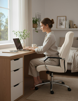 Anyseat Ivory Velvet Office Chair Cover – Zippered Stretchable High‑Back Slipcover Protector