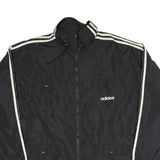 ADIDAS Mens Black & White Classic Zip Up Polyester Blend Track Jacket L