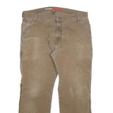DICKIES Mens Cotton Blend Beige Regular Fit Straight Leg Trousers W36 L30