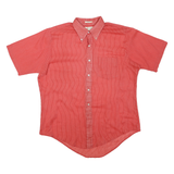 MAC PHERGUS Mens Red Striped Shirt M Button Down Collar Short Sleeve Casual