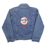 HARD ROCK CAFE Mens Blue Denim Jacket S Cotton Button Front Classic Style