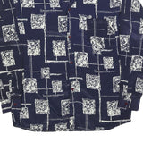 YU SHY Mens Navy Blue & White Abstract Pattern Shirt XL Long Sleeve Button