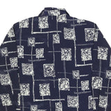 YU SHY Mens Navy Blue & White Abstract Pattern Shirt XL Long Sleeve Button