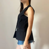 Floria Waistcoat - Medium Black Polyester Blend
