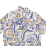 ALFRED DUNNER Womens Blue Beige Floral Printed Shirt Short Sleeve Collared L