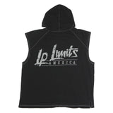 LEGAL POWER Mens Black Sleeveless Hoodie M LP Limits Graphic Button Front