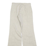 Womens Wool Blend Beige Regular Fit Wide-Leg Trousers W26 L34 Soft Comfortable