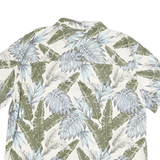 ISLAND SHORES Mens White Green Blue Silk Button Jacket 2XL Tropical Print Summer