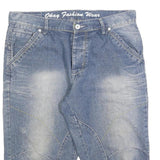 OKAY JEANS Mens Blue Denim Casual Shorts L W36 Cotton Blend Comfortable Fit