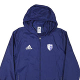 ADIDAS Mens Blue Nylon Hooded Zip Jacket S FC Wohlen Plain Lightweight