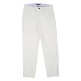 TOMMY HILFIGER Mens Cotton Blend White Slim Straight Trousers W30 L30 Classic