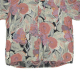 Mens Black & Pink Floral Cotton Shirt XL Summer Casual Button-Up