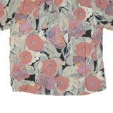 Mens Black & Pink Floral Cotton Shirt XL Summer Casual Button-Up