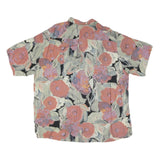 Mens Black & Pink Floral Cotton Shirt XL Summer Casual Button-Up