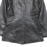 AMERICAN BORN Womens Black Leather Button Jacket S Smooth Stylish Classic