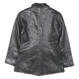 AMERICAN BORN Womens Black Leather Button Jacket S Smooth Stylish Classic
