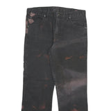 DICKIES Mens Regular Fit Black Jeans Cotton Blend W32 L28 Bleached Effect Zip