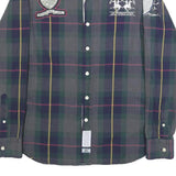 LA MARTINA Mens Green & Blue Checked Shirt S Cotton Button Down Polo Crest
