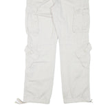 MATCHSTICKS Mens Regular Fit White Cargo Cotton Blend Trousers W32 L30